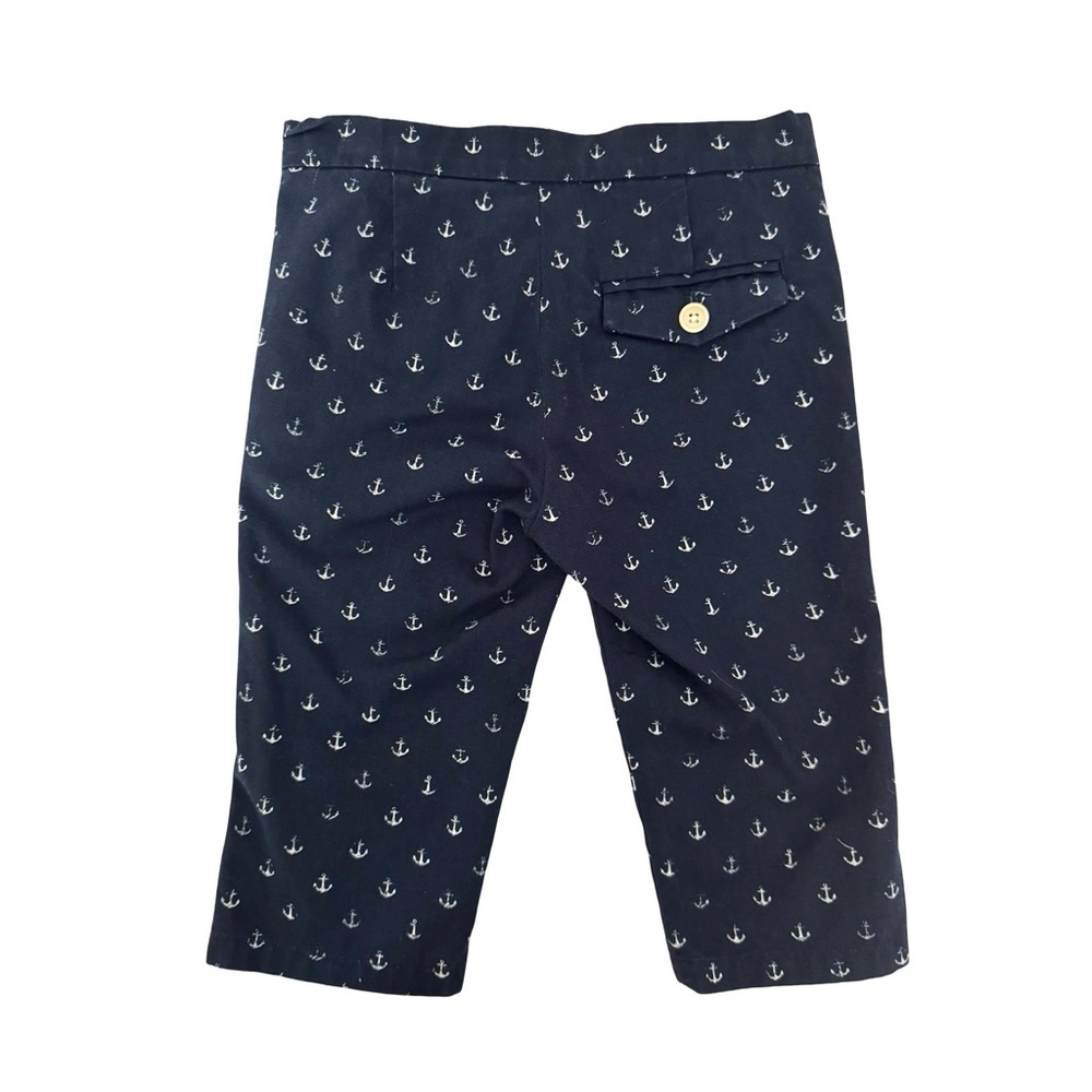 CREWCUTS Anchor Print Capri Pants Blue & White 100% Cotton Adjustable Waist 6 - Picture 4 of 16